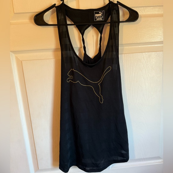 Puma Black Racerback Tank with Gold Accents - Picture 1 of 3